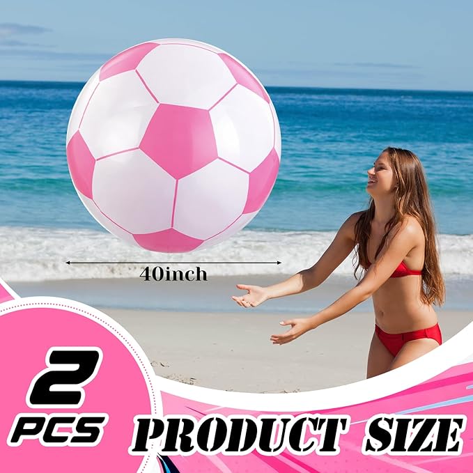 Pink Inflatable Soccer Balls Beach Balls Bulk for Games Outdoor Summer Pool Beach Activity Sports Birthday Soccer Party Decorations