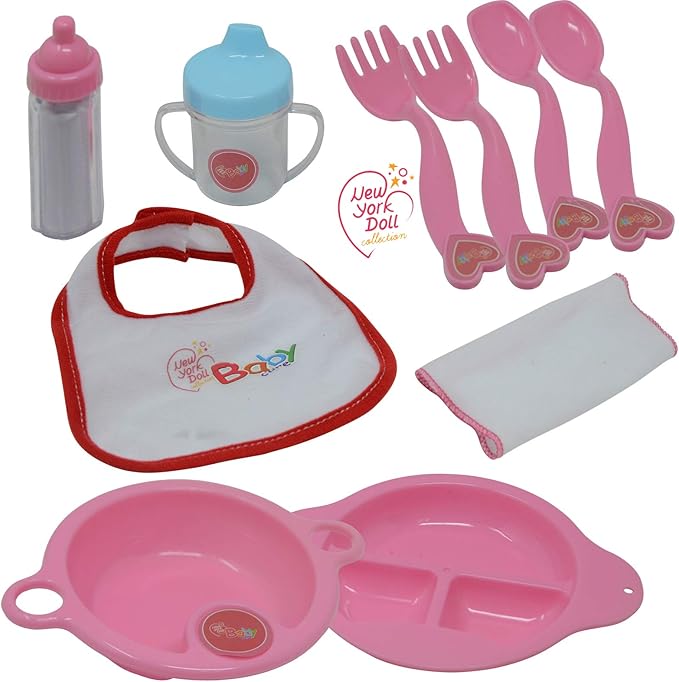 The New York Doll Collection Baby Doll Feeding & Caring Accessory Set in Zippered Carrying Case