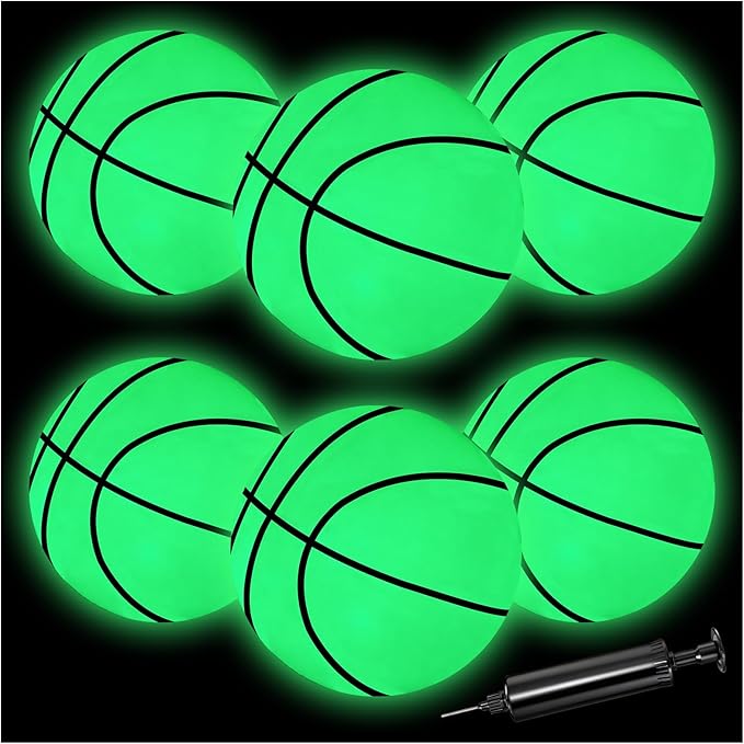 Glow in The Dark Basketball, 6 Pack Mini Basketball Toy for Kids and Adults, Great for Floating Water Basketball Hoops Toys Beach Pool Games Pool Party and Indoor or Outdoor Play
