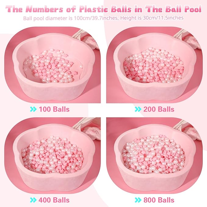 STARBOLO Ball Pit Balls for Toddlers Pack of 100 200 500 - BPA&Phthalate Free Non-Toxic Crush Proof Soft Plastic Balls for 1-5Years Old Toddlers Girl Kids Birthday Pool Playpen Tent Party