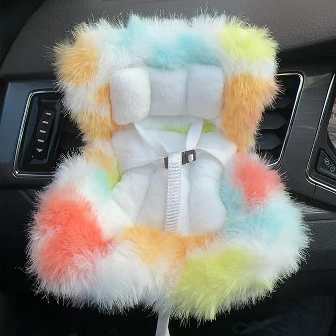 Ezcora Accessories for 10-17cm Dolls, Doll Car Seat with Clip onto Car Air Vent, Includes Seat Leg for Desktop Display (Rainbow Macarons)