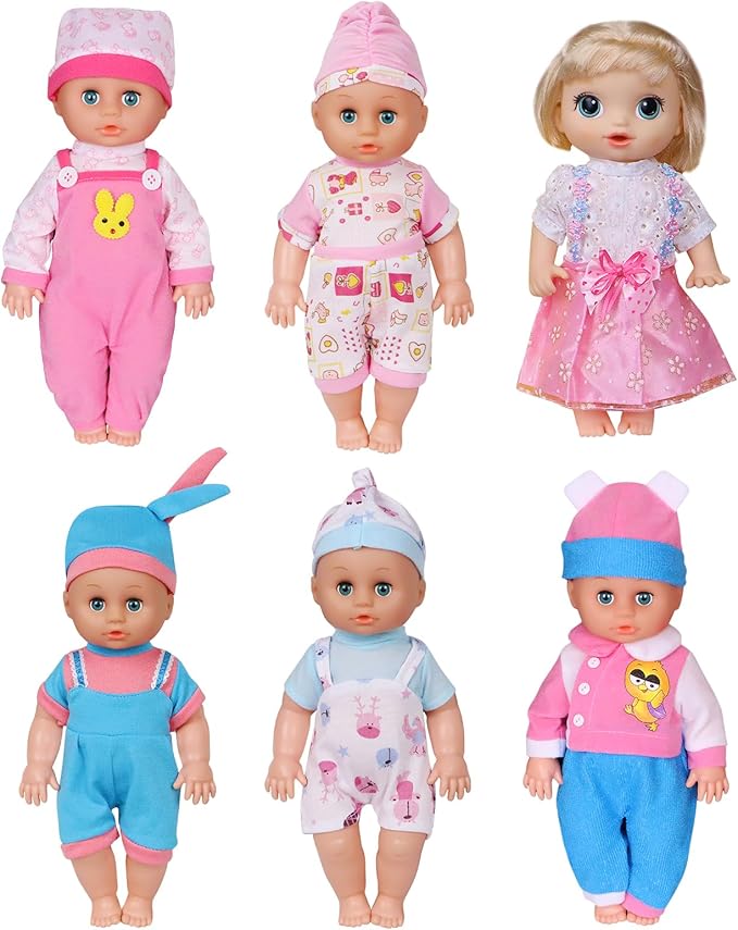 ARTST Doll Clothes,12 inch Baby Doll Clothes 6 Sets Include 5 Caps fit for 10 /11 /12 inch Baby