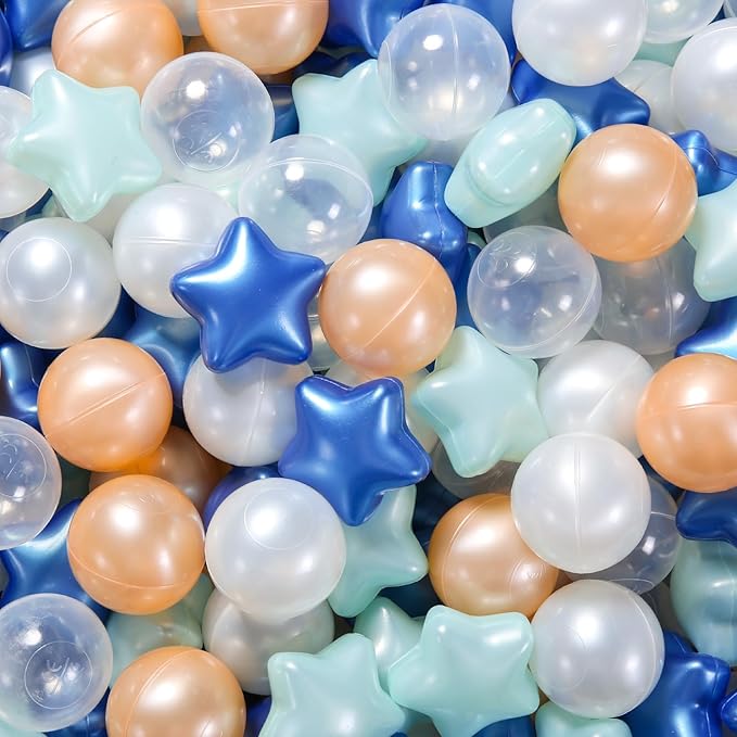 STARBOLO Ball Pit Balls - 100pcs Crush Proof Plastic Star Balls Children's Toy Balls Macaron Ocean Ball for Birthday Party Tent Games Pool
