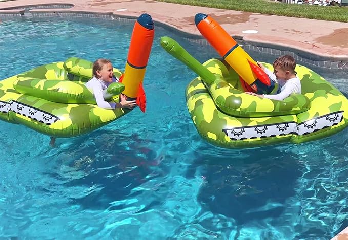 Inflatable Pool Fighting Toy, Tank Pool Float for Children and Adults, Water Game Float for Swimming Party Hit to Score Fun