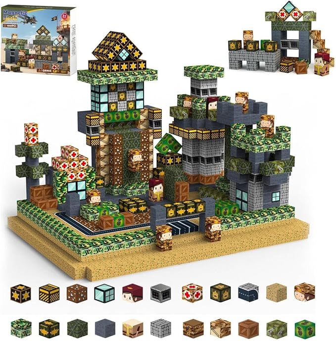 100PCS Magnetic Blocks,Magnetic Building Blocks,Magnet Cubes for Kids Toys,Sensory STEM Building Toys for 3-5 4-6 5-7 6-8 Year Old,Travel Outdoor Kids Games Boys Girls Birthday Gifts (0.8-inch blocks)