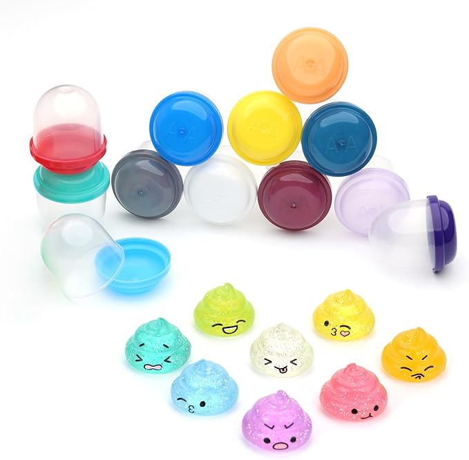Entervending Unicorn Poop Mini Toys in Capsules - 50 Pcs of 1.1 Inch Acorn Capsule and Unicorn Toy Poop for Kids - Plastic Capsules for Toys Bulk - Vending Machine Refill