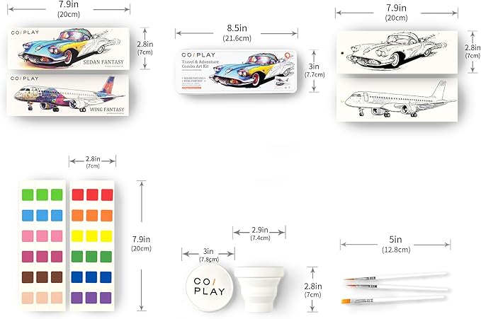 COIPLAY 648 Color Blocks Watercolor Paint Set, 52-Bookmarks, 3 Brushes, Silicone Cup, Travel & Adventure Coloring Books, for All Ages, Travel-Friendly, Easy to Use,All in One Art Supplies Craft kit
