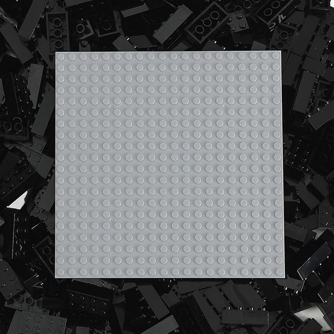 500 Piece Classic Building Bricks and 1 Gray Baseplate, 2x4 Bricks Bulk Creative Building Toys, Blocks Bulk for Kids Ages 6+, Black(Small Bricks, 1.25x0.62x0.47 in)