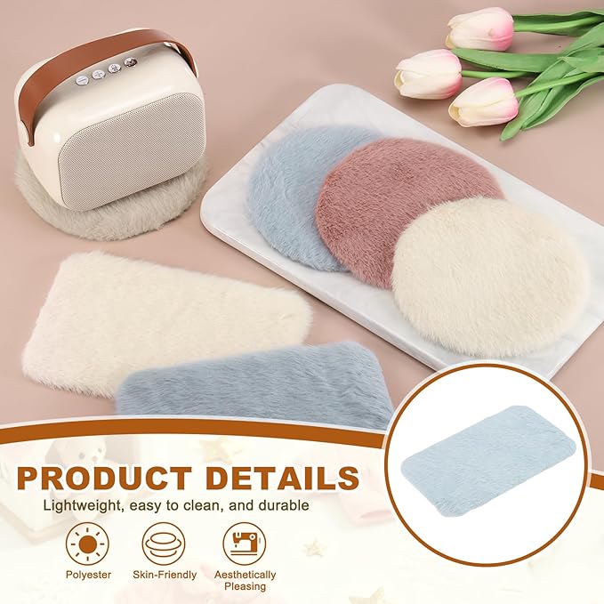 uxcell 3Pcs Dollhouse Miniature Carpet, 1:12 Fluffy Doll House Rugs Prop Small House Accessories for Doll House Furniture Decor Play, Blue Oval