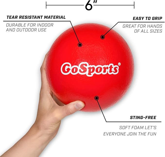 GoSports Soft Skin Foam Playground Dodgeballs - Set of 6 Includes Mesh Carry Bag