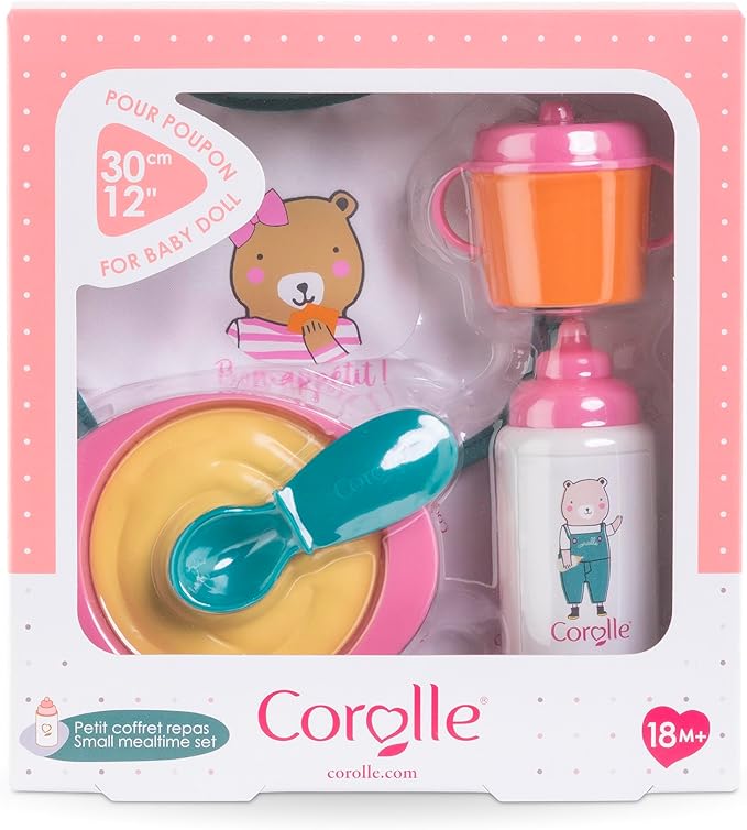 Corolle Baby Doll Accessory Set with Bottle, Blanket, and Feeding Items for Interactive Play and Imaginative Learning
