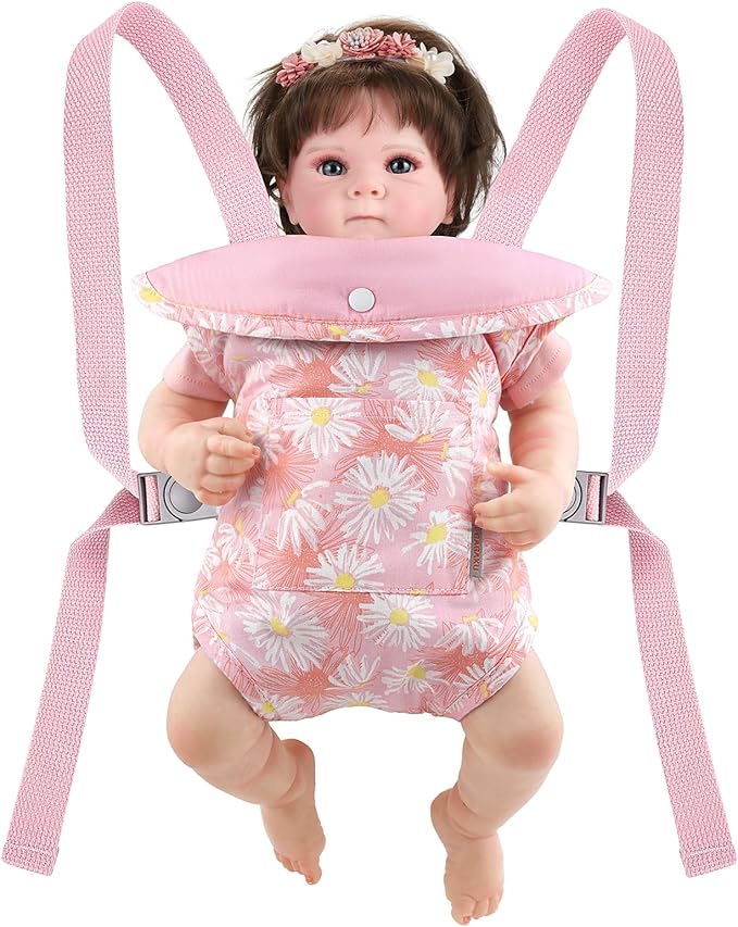 GAGAKU Baby Doll Carrier for Toddlers, Doll Carrier for Little Girls, Toy Baby Dolls Sling for Kids, Reborn Baby Doll Accessories - Calendula Flowers