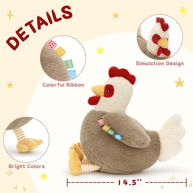 Tezituor Easter Chicken Stuffed Animal, Big Realistic Chicken Plush Toy, Cuddly Large Rooster Stuffed Animals,Soft Hen Stuffy Giant Farm Chick Plushie Gifts for Kids Girls Christmas Birthday