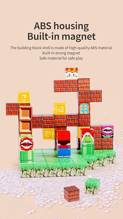 Magnetic Blocks - 80Pcs Building Cubes Adventure Game Set, Building Blocks STEM Sensory Creative Toys Games for Kids Boys & Girls