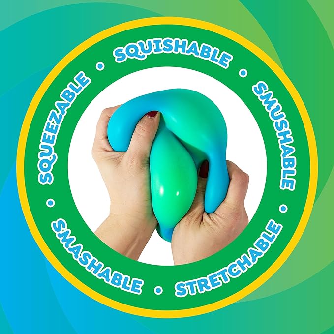 Power Your Fun Arggh Large Stress Ball for Adults and Kids - 3.75 Inch Tension Relief Ball Fidget Toy, Color-Changing Stress Relief Hand Squeeze Sensory Balls Big Squishy Toys for Kids (Blue/Green)