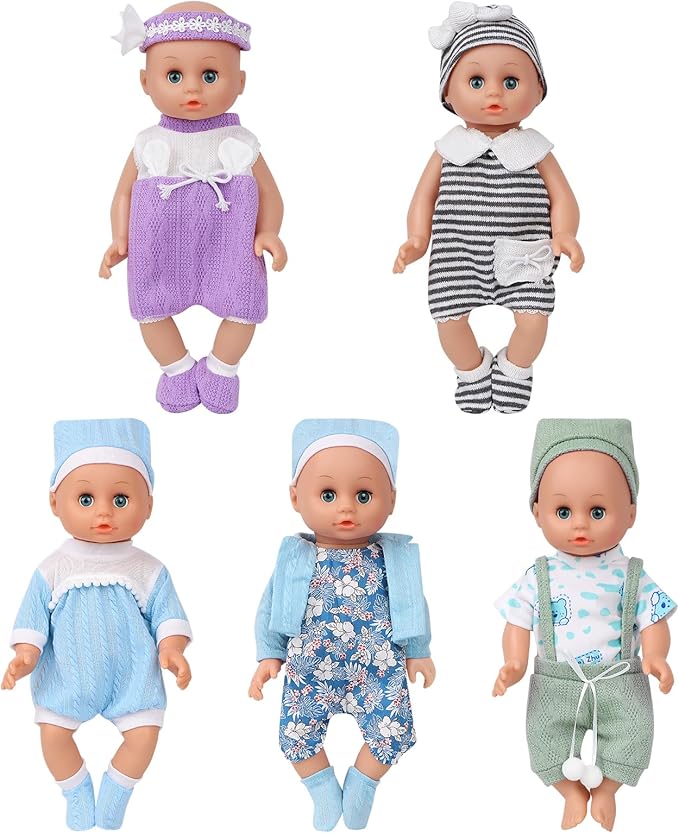ARTST Baby Doll Clothes,12 inch Doll Clothing for Baby Alive, 5 Set Knitted Outfit Accessories for 10-12 inch Girls Boys