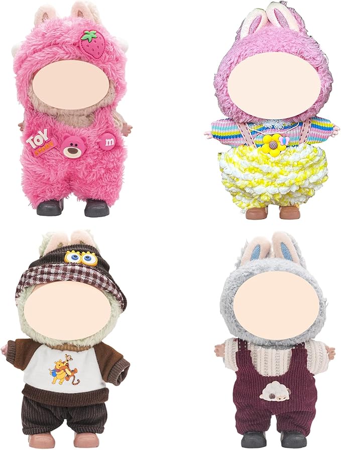 4 Pack—17cm Dolls Clothes,Premium Doll Outfit with Accessories,Doll Princess Skirt,Cute Clothes Outfit for 17cm Dolls,End Fashion Clothing Set(No Dolls and Shoes) (Set N)
