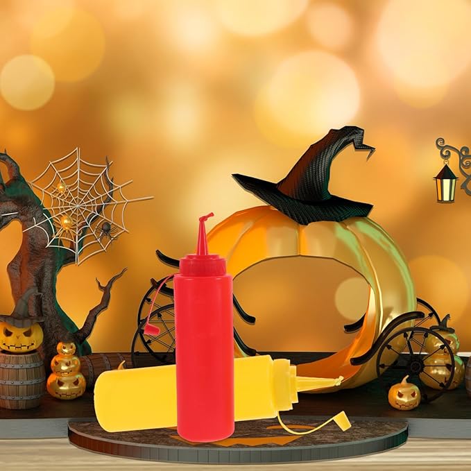 Garneck 2Pcs Fake Mustard & Ketchup Bottle Interactive Prank Toys Novelty Squirt Funny Condiment Squirt Bottle for Adults Kids Halloween Party