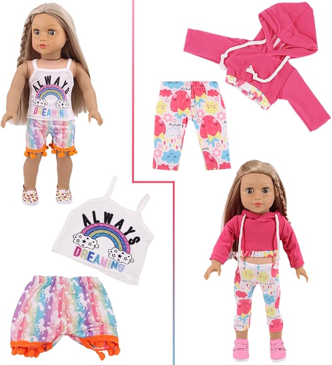 UNICORN ELEMENT 10 Sets American Doll Clothes for 18 Inch Doll Clothes and Accessories Includeding 17 PCS Items Fit for 18 Inch Girl Dolls
