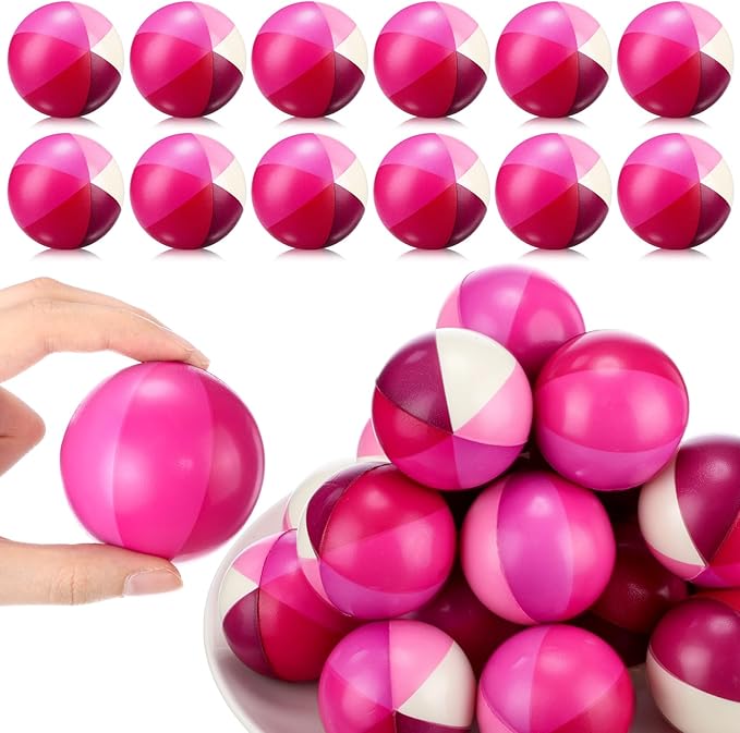 Jerify 24 Pcs Mini Beach Stress Balls 2.5 Inch Foam PU Relief Stress Mini Rainbow Blow up Beach Balls Toys for Girls Boys Birthday Hawaiian Party Favors Summer Pool Games(Gradient Purple)