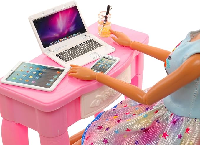 ENOCHT 9 Pack Small Size Laptop Computer Tablet Phone Pad Glasses and Headset Doll Playset Simulation Accessories for 11.5 Inch Doll (White)