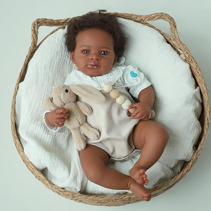 WOOROY Lifelike Reborn Baby Dolls Black – 20-Inch Realistic African American Newborn Baby Doll, Real Life Baby Dolls,Real Baby Doll with Full Vinyl Body with Accessories Gift for Kids Ages 3+