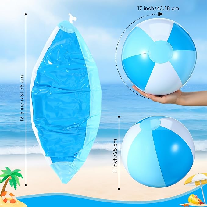 6 Pieces Pastel Beach Balls Bulk- 17 Inch Inflatable Pool Balls, PVC Inflatable Ball for Theme Gender Reveal Birthday Party Decorations Summer Swimming Pool Game Supplies