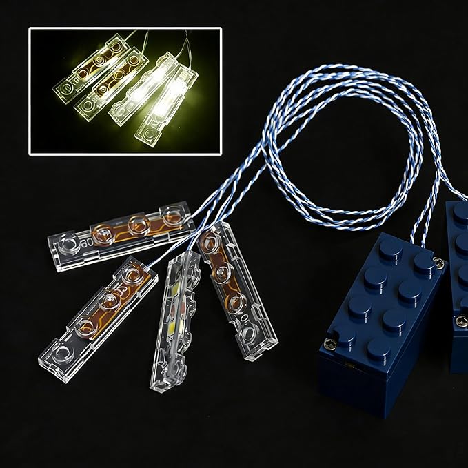 Light Up Bricks, 2 Sets 1X4 LED Lighting Kit, Classic DIY Lights Accessories Compatible with Major Brands