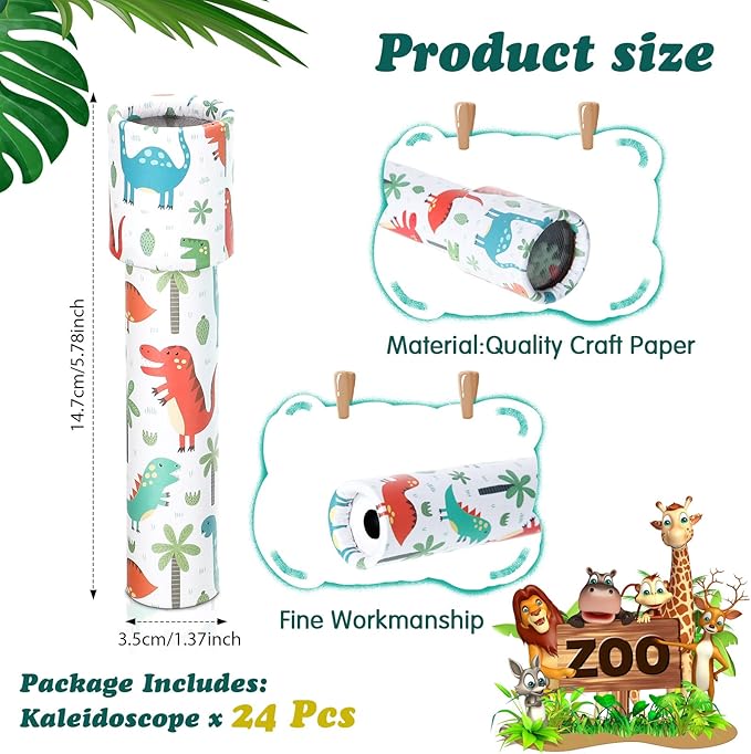 24 Pcs Classic Kaleidoscopes for Kids Educational Kaleidoscope Toys Party Favor Return Gifts Paper Tumble Tube Prism Lens Old Fashioned Vintage Valentines Gift for Kids Stock Stuffer(Vivid Style)