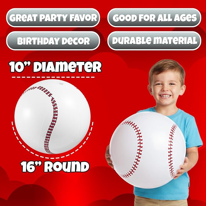 Inflatable Beach Balls (6 Pack) - 16-Inch Durable PVC Blow Up Beach Balls for Kids, Easy to Inflate, Summer Pool Float, Party Favors, Sports Theme Decorations, Giveaways & Outdoor Toys