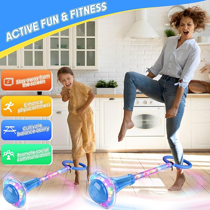 Dolanus Skip Toys for 5-12 Year Old Kids, Girls Birthday Gifts for Age 5 6 7 8 9 10 11 12, Outdoor Outside Sports Games, Girls Toys Age 6-8 8-13, Portable Colorful Flash Wheel Swing Ball (Blue)