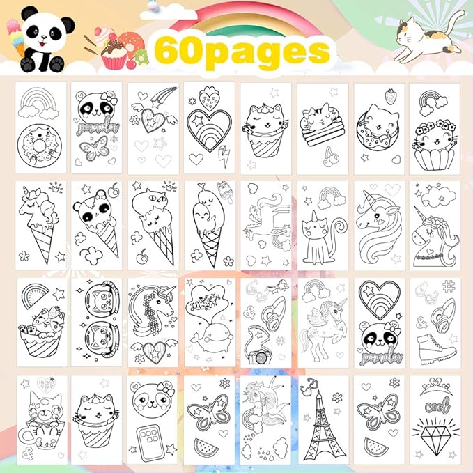 YOYTOO Panda Coloring Book Set with Coloring Pages & Colored Pencils, Art Supplies for Kids Ages 4-6-8, Arts Crafts Travel Coloring Kit for Girls 4 5 6 7 8 Year Old Birthday Gifts