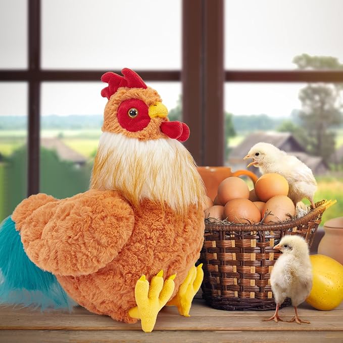 Tezituor Giant Easter Chicken Stuffed Animal, Cuddly Realistic Big Chicken Plush Toy, Large Rooster Stuffed Animals,18 Inch Soft Rooster Stuffy Farm Chick Plushie Kids Girls Boys Christmas Birthday