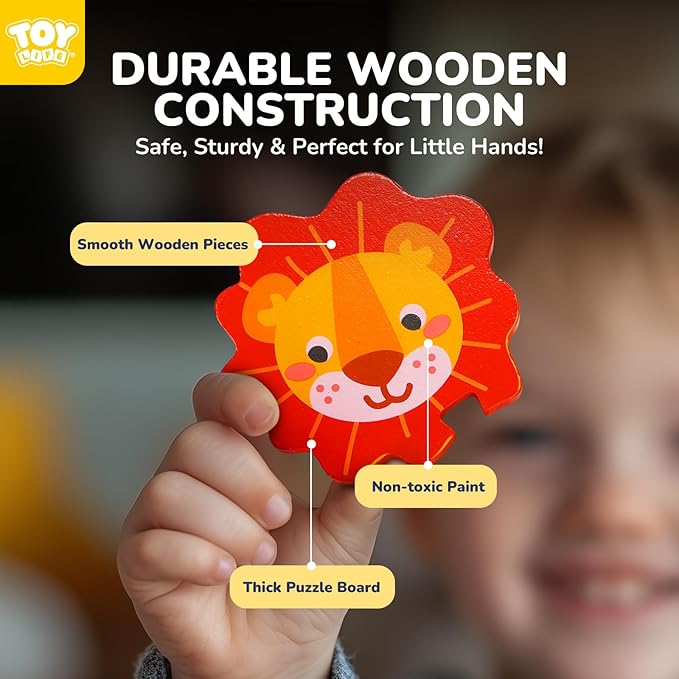 TOY Life Wooden Puzzles for Toddlers 2-4, Montessori Toys for 1 2 3 Year Old Boys Girls, Animals Puzzles Educational Learning Toys 2 Year Old, Birthdays Gifts Toy for 2 Year Old Girl Boy