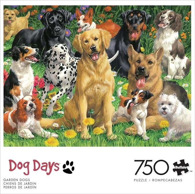 Buffalo Games - John Francis - Dog Days - Garden Dogs - 750 Piece Jigsaw Puzzle for Adults - Challenging Puzzle Perfect for Game Nights - Finished Size is 24.00 x 18.00