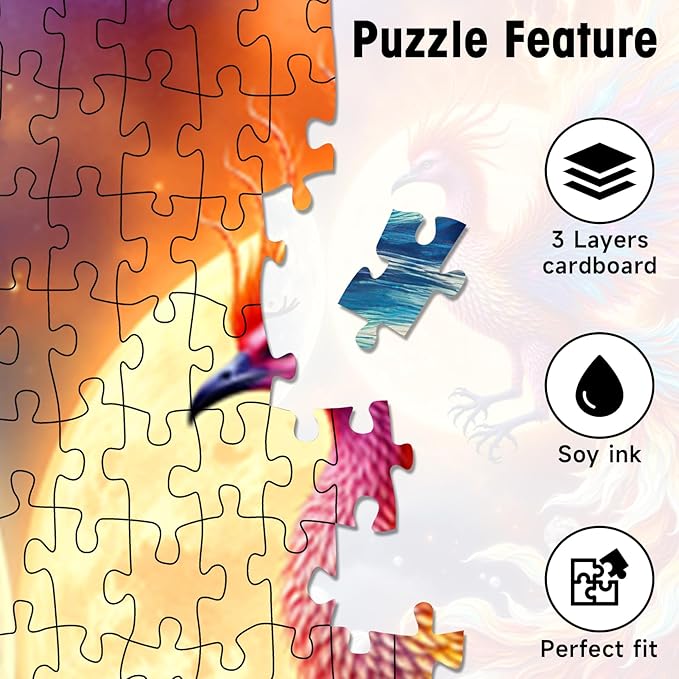 Puzzles for Adults 1000 Pieces, Mystical Woman and Phoenix Moon Stars Art Puzzle with with Letters on Back, Challenging Adult Puzzle 22.8x22.8 Inch, Premium Precise Cut Dust-Free Paper