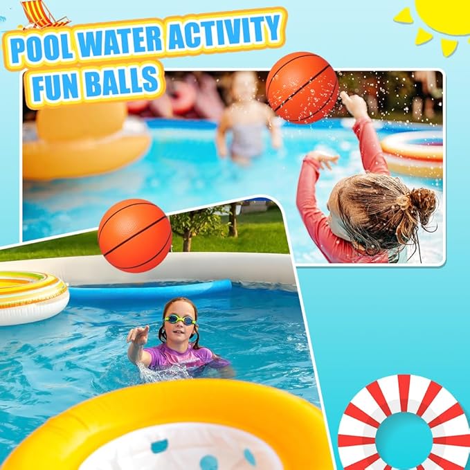 Dilabnba 8" Mini Rubber Replacement Basketballs for Basketball Hoop/Pool, Kids Toddler Soft Beach Bouncy Ball Sports Party Game, Junior Balls Indoor Outdoor Arcades Games, Lightweight (4PCS)