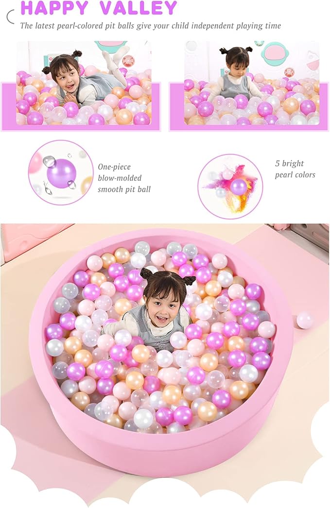STARBOLO Ball Pit Balls for Toddlers Pack of 100 200 500 - BPA&Phthalate Free Non-Toxic Crush Proof Soft Plastic Balls for 1-5Years Old Toddlers Girl Kids Birthday Pool Playpen Tent Party