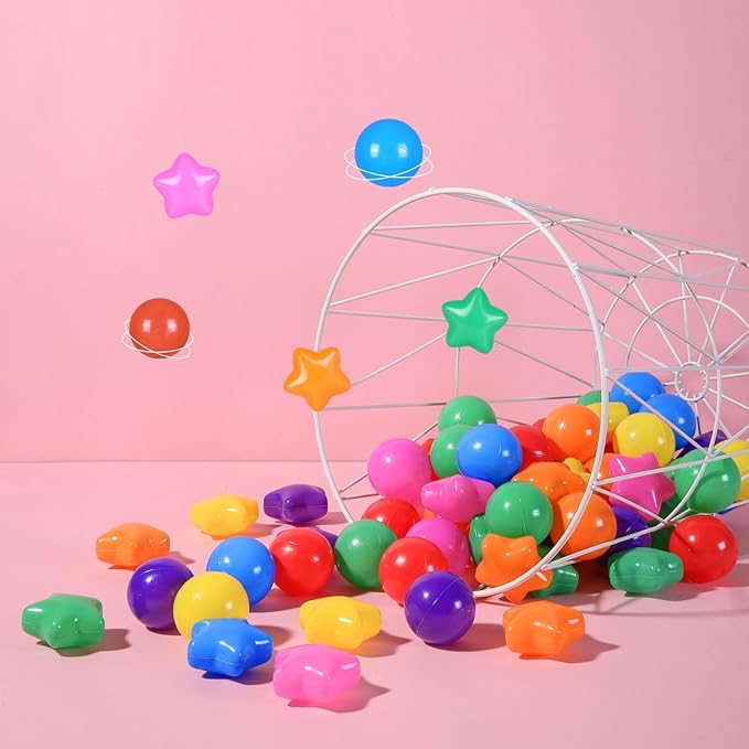 STARBOLO Ball Pit Balls - 200 Bulk Mixed Rainbow Stars Crush Proof Plastic Children's Toy Balls Star Ocean Balls for Birthday Party Christmas Water Toy Indoor Outdoor