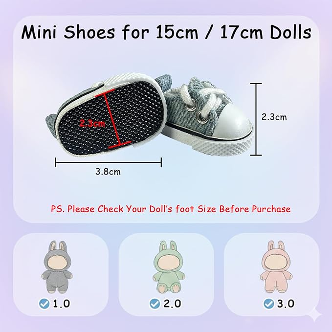 3pcs Doll Accessories Set for 17cm Lububu Doll Included Headphones, Canvas Shoes and Mini Gradient-Lens Glasses, Trendy Dress Up Accessories for 6.7 Inches 1st/2nd/3rd Gen (Headphone Set - Blue)