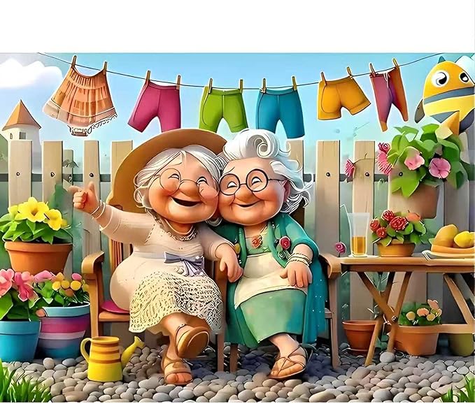 Happy Grandma 1000 Piece Puzzle for Adults,Puzzles for Adults 1000 Pieces,Challenging and Hard Difficult Mosaic Jigsaw Puzzles Toy Games 1000Pieces 27.5 X 19.7inch