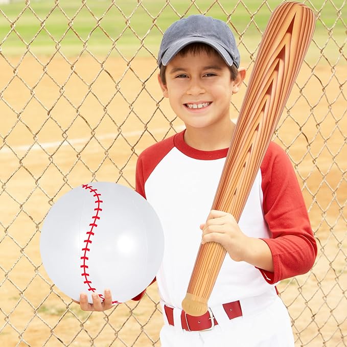 Inflatable Baseball Set, Ball Baseball and Inflatable Baseballs Bat, Baseballs Party Decoration for Kid Adult Pool Beach Party Favors