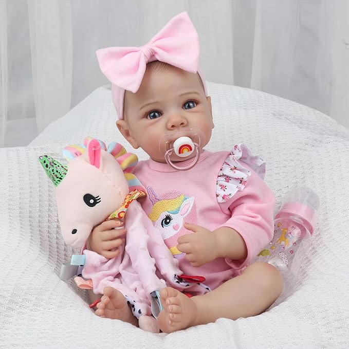 KSBD Reborn Baby Dolls - 20-inch Realistic Baby Doll Girl, Lifelike Newborn Baby Doll with Full Vinyl Body, Handmade with Accessories, Real Life Baby Doll for 3+ Years Old Kids Gifts