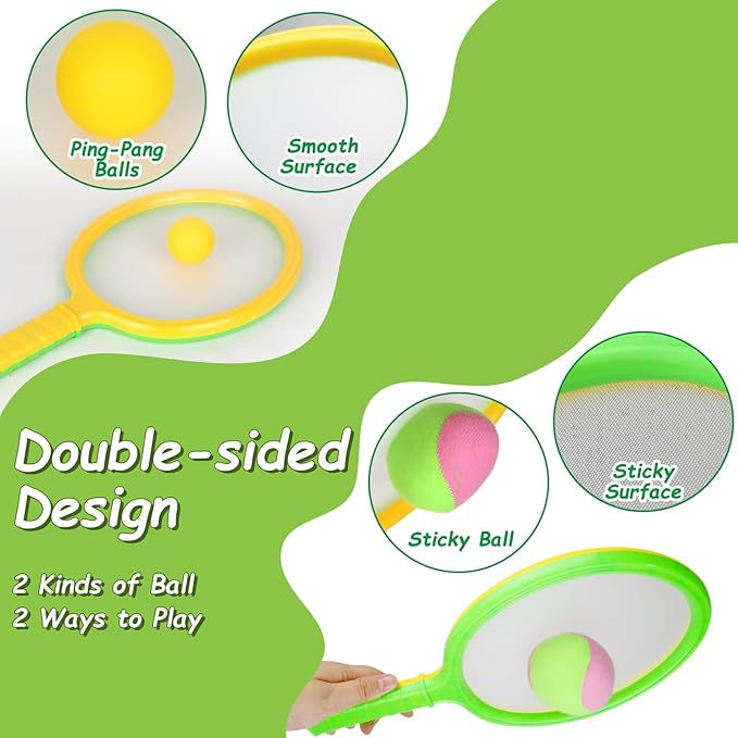 Double the Fun, 2-in-1 Toss and Catch Game with Dual-Sided Paddles, Ultimate Outdoor Activity Set for Kids 3+ Family. Perfect Outside Toy for Beach, Yard, Camping, an Engaging Gift for Boys and Girls