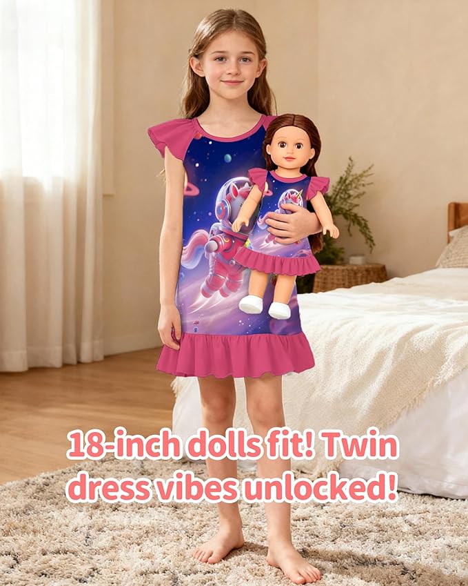 LQSZ Doll and Girl Matching Nightgown Outfit Pajamas Nightie Nightgown for Girls and Dolls Clothes