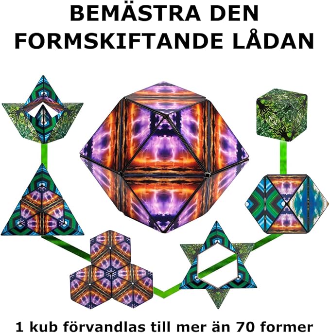 Shashibo Shape Shifting Box - STEM Fidget Toy with Ultra Strong Magnets - Sensory Puzzle Cube Transforms Into 100+ Shapes, Easter Basket Stuffers Gift for Kids, Teens, and Adults (Elements)