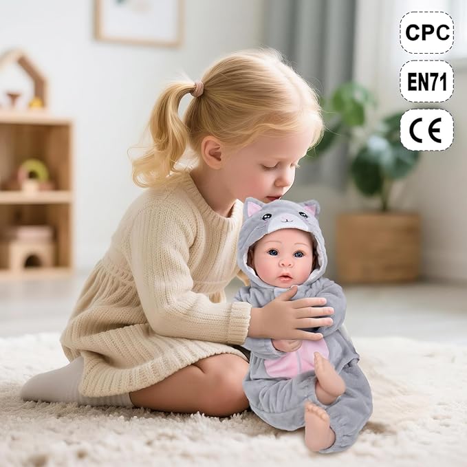 Aori Lifelike Baby Dolls - Realistic 17-Inch Baby Girl with Cute Lightweight Body, Real Life Baby Doll Set with Accessories for 3+ Kids Girls & Collection