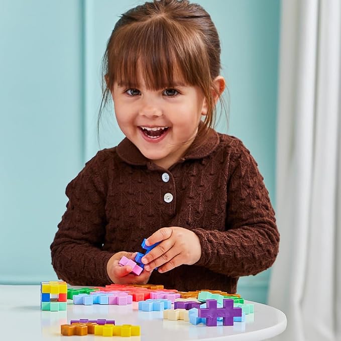 PLUS PLUS Learn to Build Big, Building Toys Set for Toddlers and Preschoolers, Stem Toys for 3+ Year Old, 60 Interlocking Blocks - Colorverse