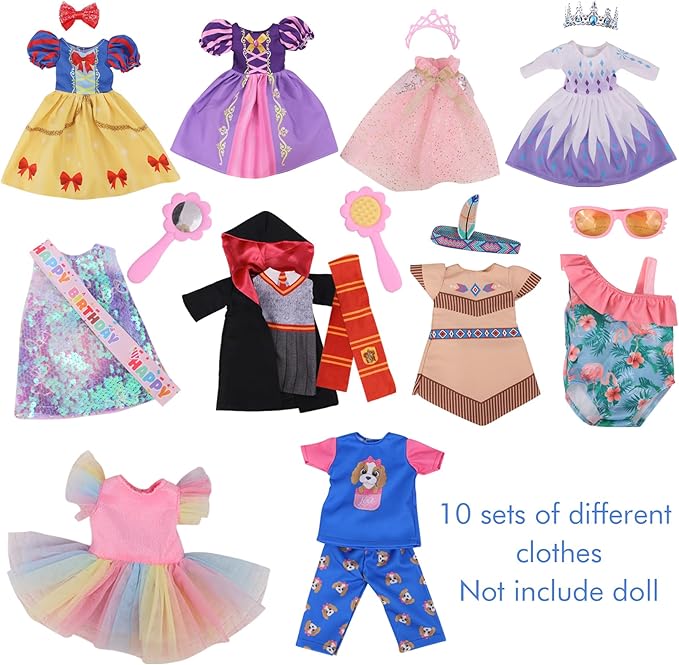 20 PCS Glitter American Girl Clothes, for 14" Baby Doll Clothes and Accessories (14 inch Doll Girl Clothes)