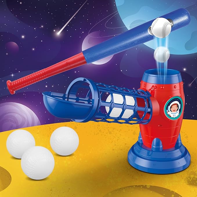 Baseball Set for Kids 5-8, Ball Set with Plastic Baseball Bat, Kids Pitching Machine, Sports & Outdoors Toys for Youth 3-5, Training Ball Gifts for Boys Girls 8-12